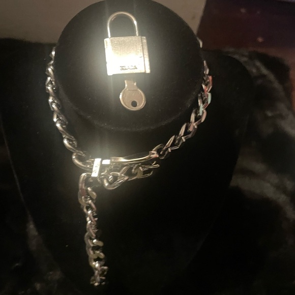 Silver belt chain with a Prada lock and key - Picture 12 of 15